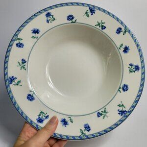 Mikasa Blue Medley Ultima Plus Serving Bowl 10 Inch White Blue Flowers HK 243